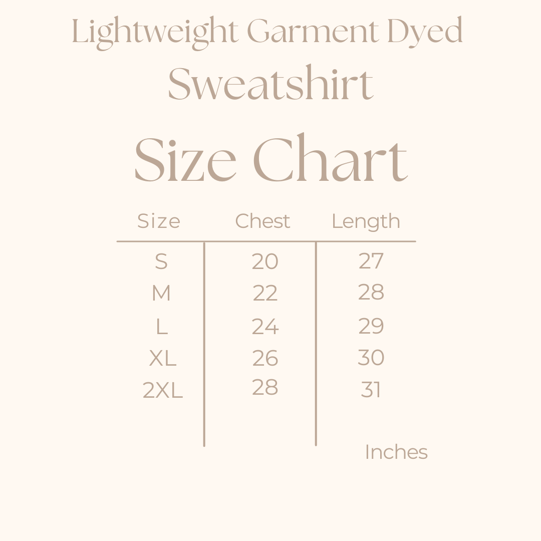 Embroidered Hand Drawn Heart | Lightweight Garment Dyed Sweatshirt