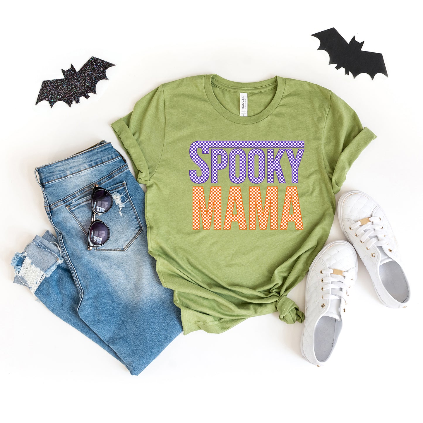 Spooky Mama Checkered | Short Sleeve Crew Neck