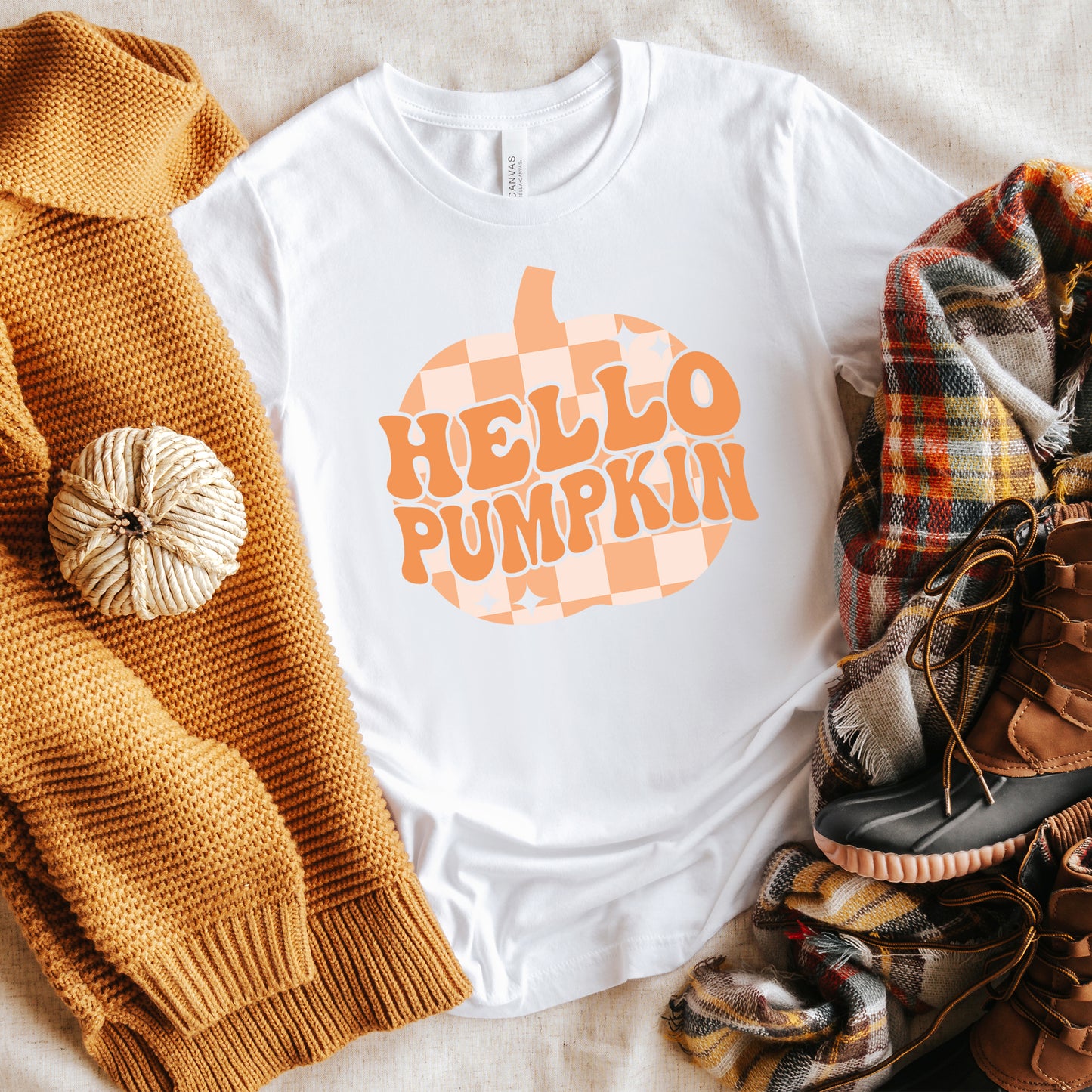 Hello Pumpkin Sparkles | Short Sleeve Crew Neck