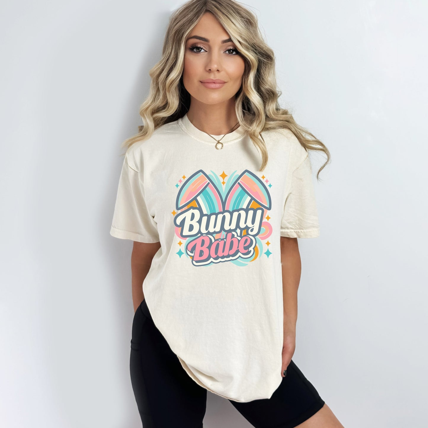 Bunny Babe Colorful Ears | Garment Dyed Short Sleeve Tee