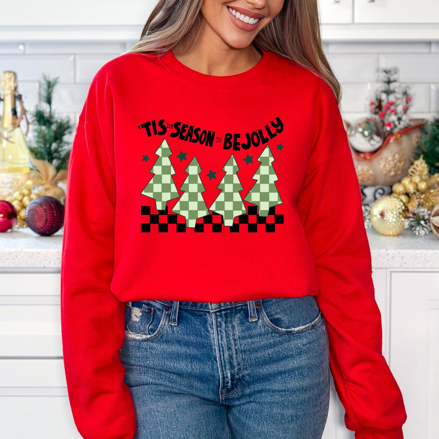 Be Jolly Checkered Tree | Sweatshirt | Christmas
