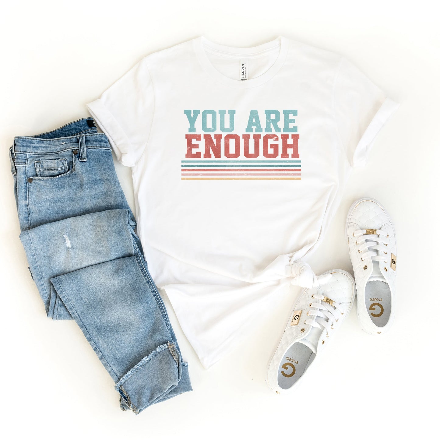 You Are Enough Stripes | Short Sleeve Graphic Tee