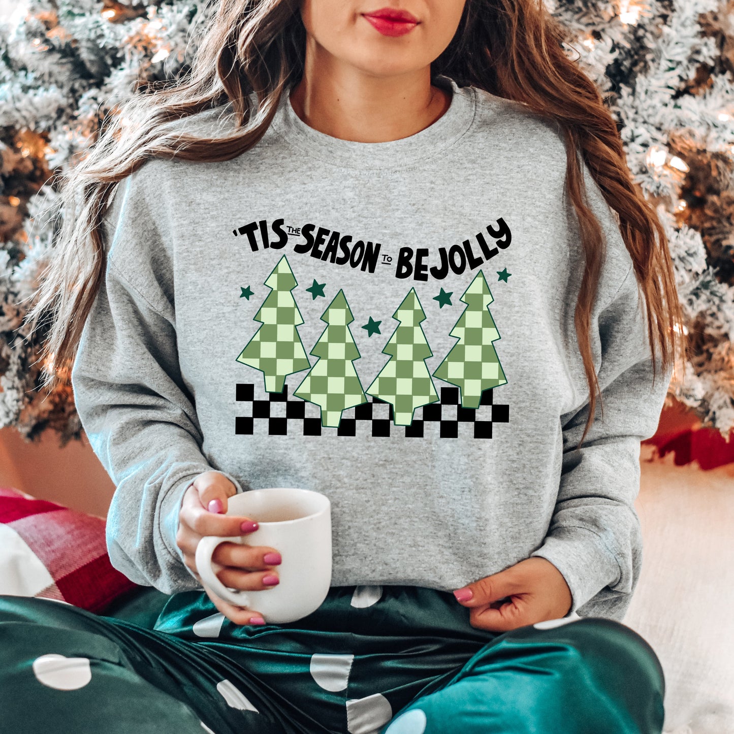 Be Jolly Checkered Tree | Sweatshirt | Christmas
