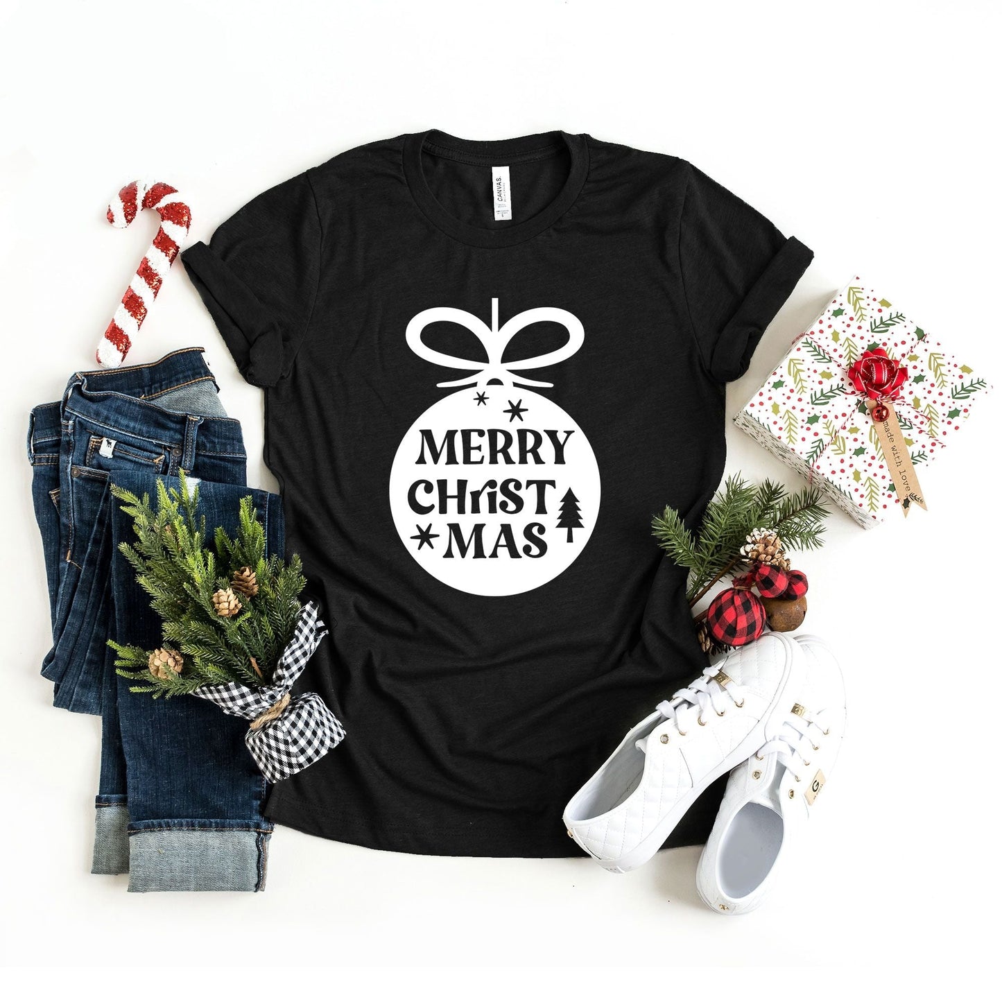 Merry Christmas Ornament | Short Sleeve Crew Neck