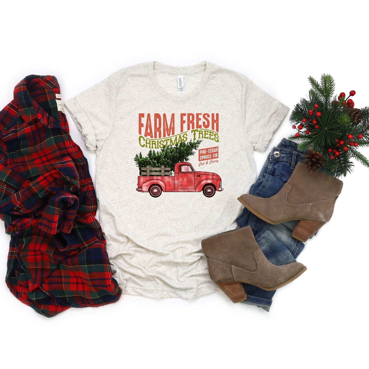 Farm Fresh Christmas Tree Truck | Short Sleeve Crew Neck