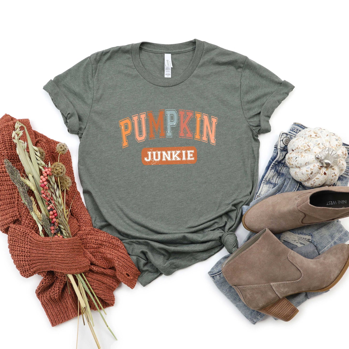Varsity Pumpkin Junkie | Short Sleeve Crew Neck