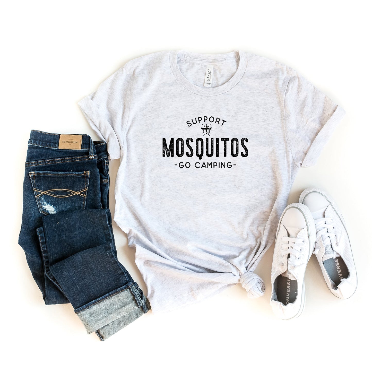 Support Mosquitos Go Camping | Short Sleeve Crew Neck