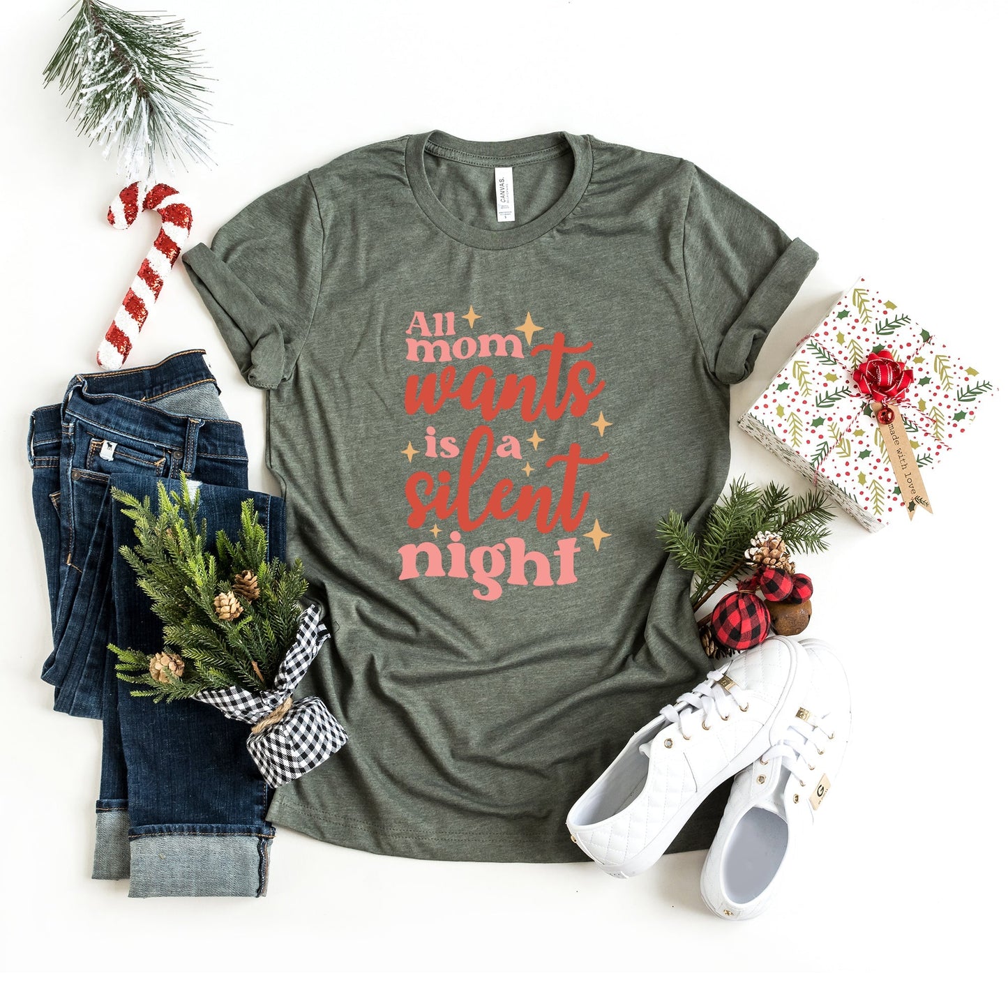 Mom Wants A Silent Night | Short Sleeve Crew Neck