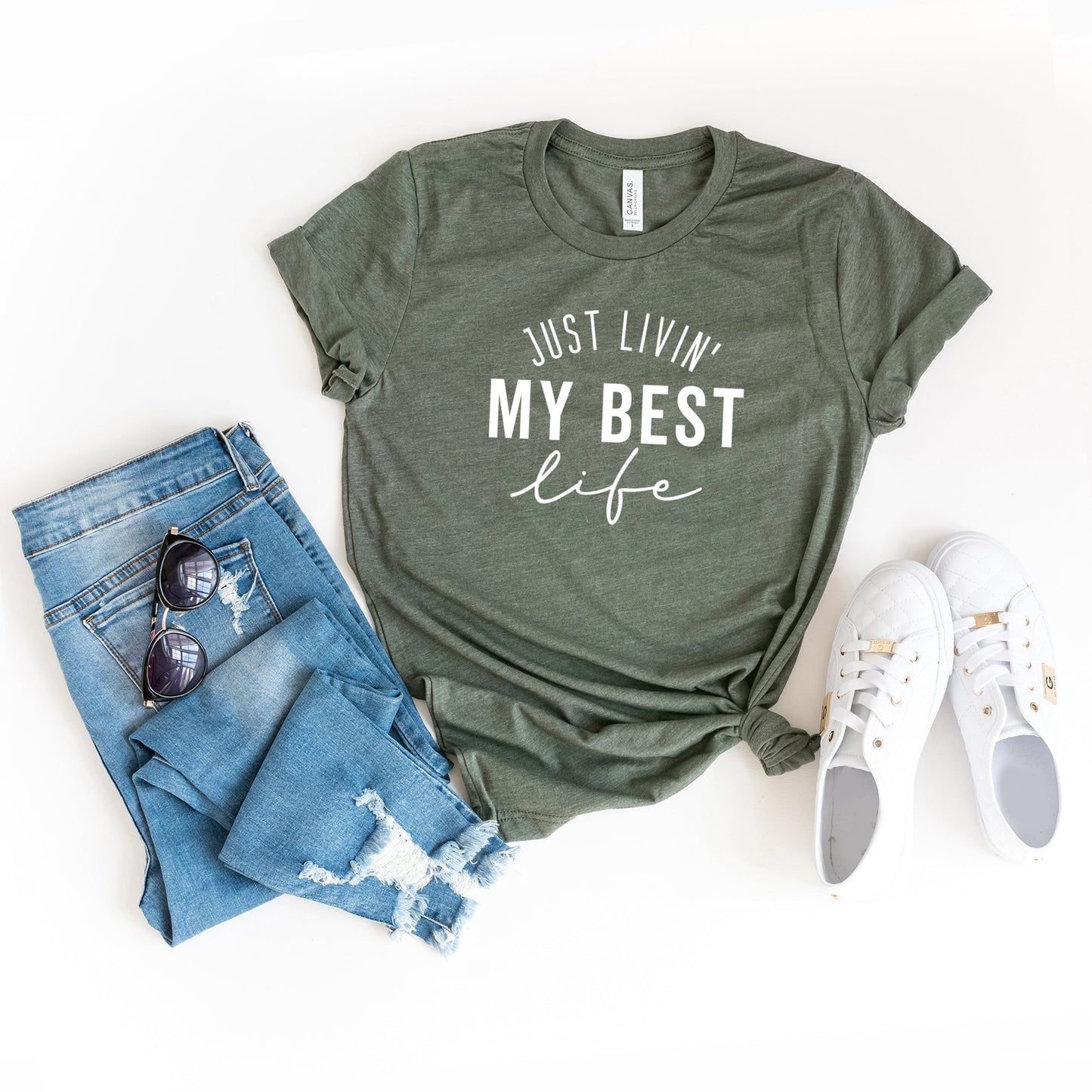 Just Livin' My Best Life | Short Sleeve Crew Neck