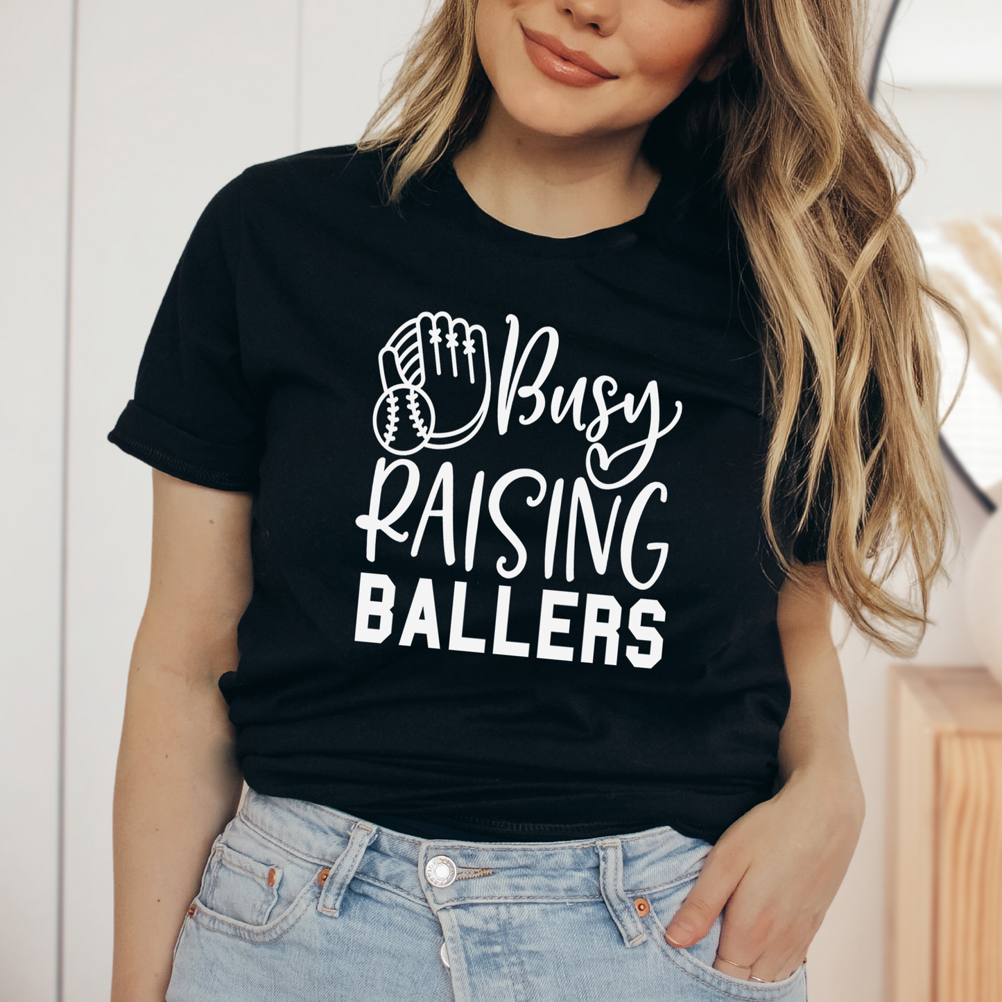 Busy Raising Ballers Baseball | Short Sleeve Crew Neck