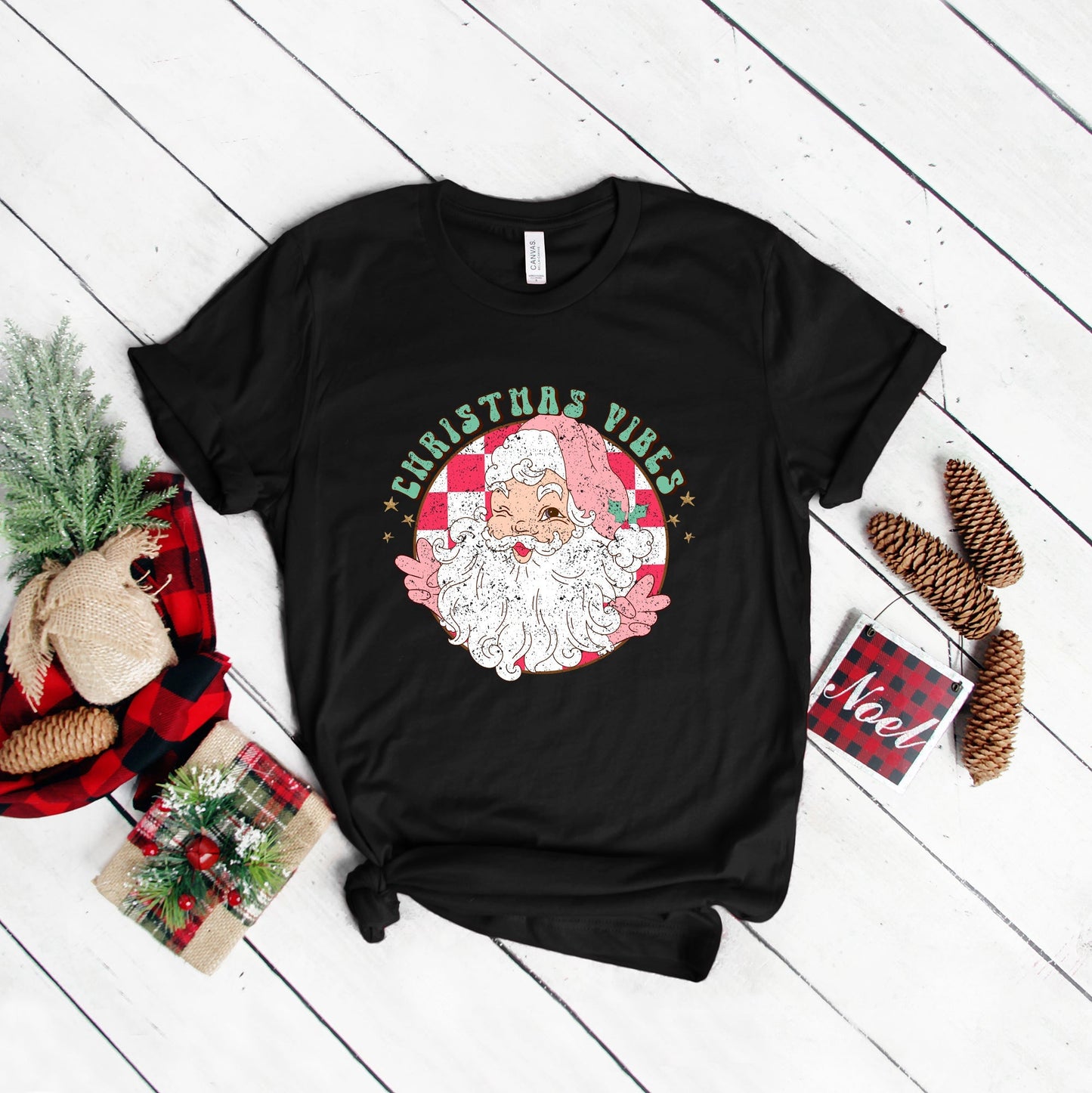 Christmas Vibes Santa | Short Sleeve Crew Neck