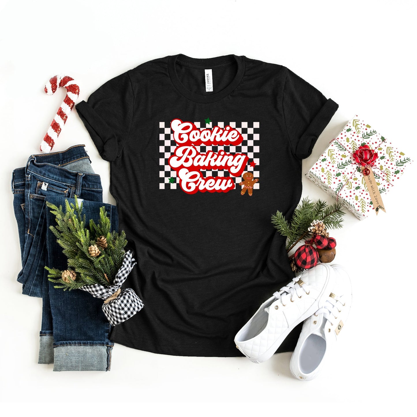 Cookie Baking Crew Checkered | Short Sleeve Crew Neck