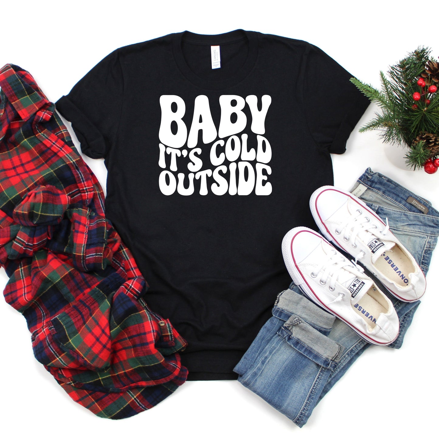 Baby It's Cold Outside Wavy | Short Sleeve Crew Neck
