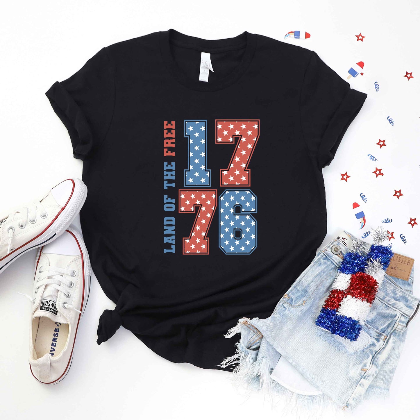Land of the Free Retro Stars | Short Sleeve Crew Neck
