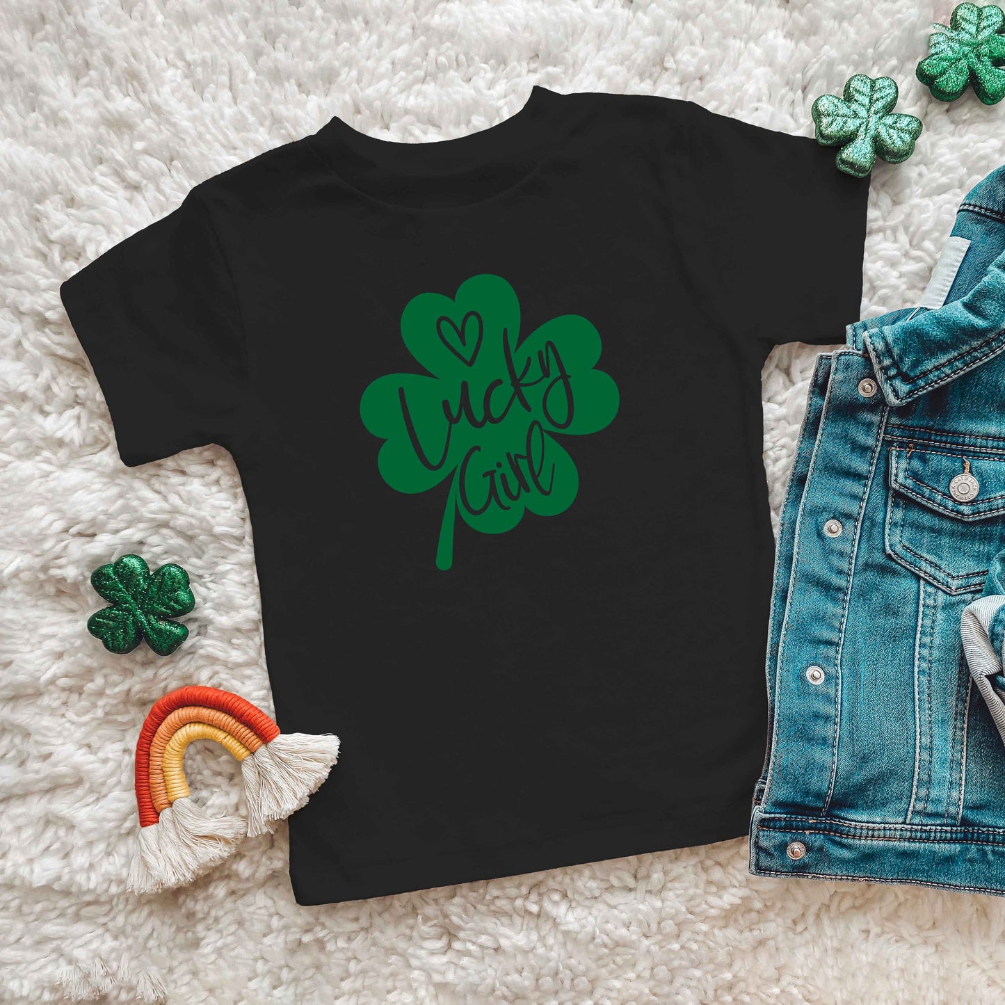 One Lucky Girl Heart -Kids | Short Sleeve Crew Neck
