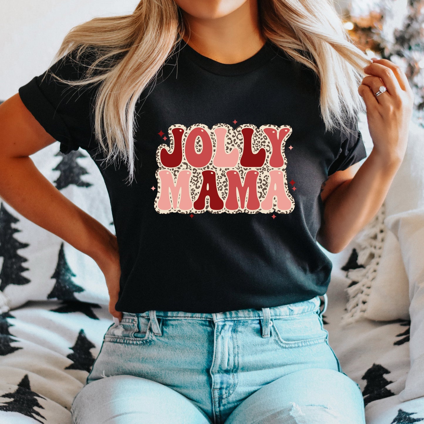 Jolly Mama Leopard | Short Sleeve Crew Neck