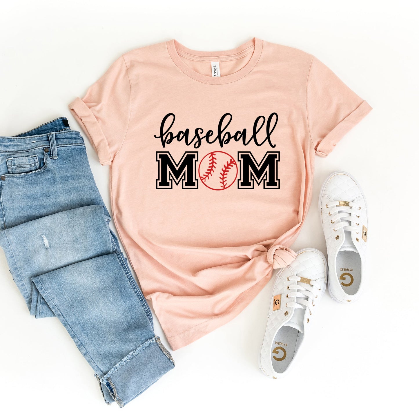 Baseball Mom With Ball | Short Sleeve Crew Neck