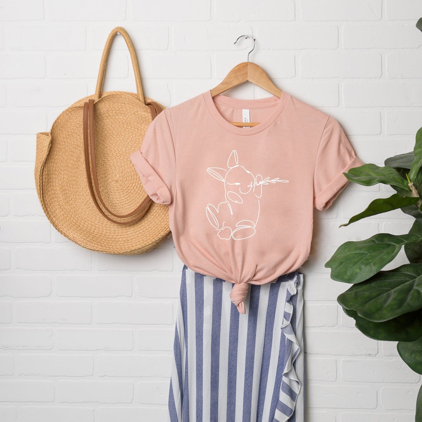 Hand Drawn Bunny | Short Sleeve Crew Neck