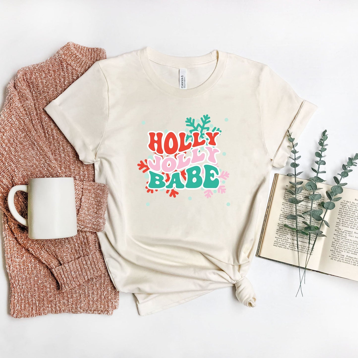 Holly Jolly Babe Snowflakes | Short Sleeve Crew Neck