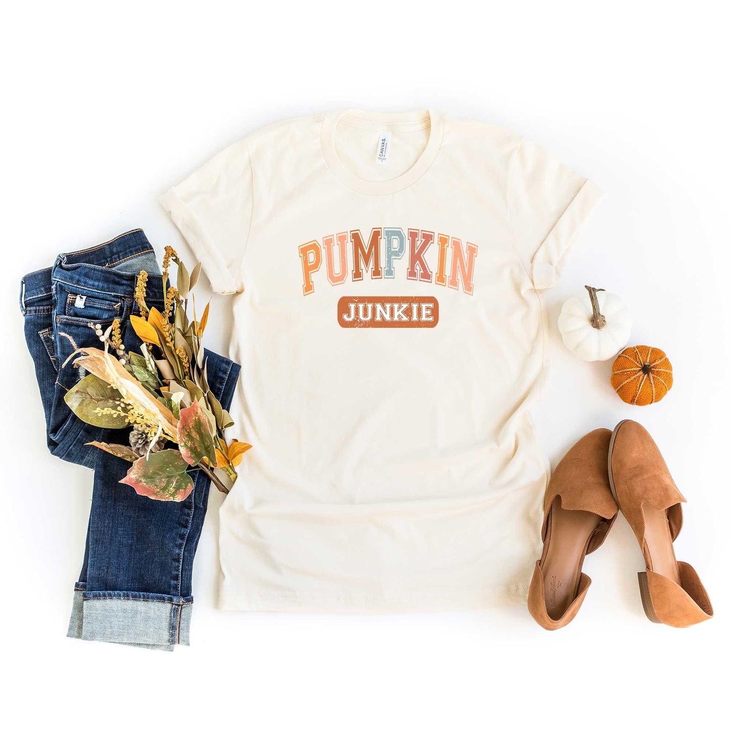 Varsity Pumpkin Junkie | Short Sleeve Crew Neck