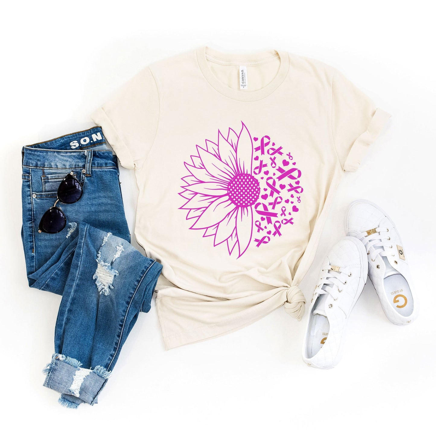 Sunflower Breast Cancer | Short Sleeve Crew Neck