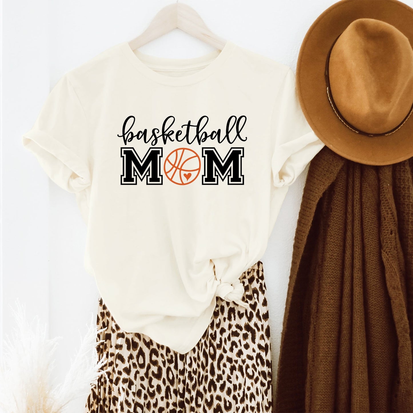 Basketball Mom With Ball | Short Sleeve Crew Neck