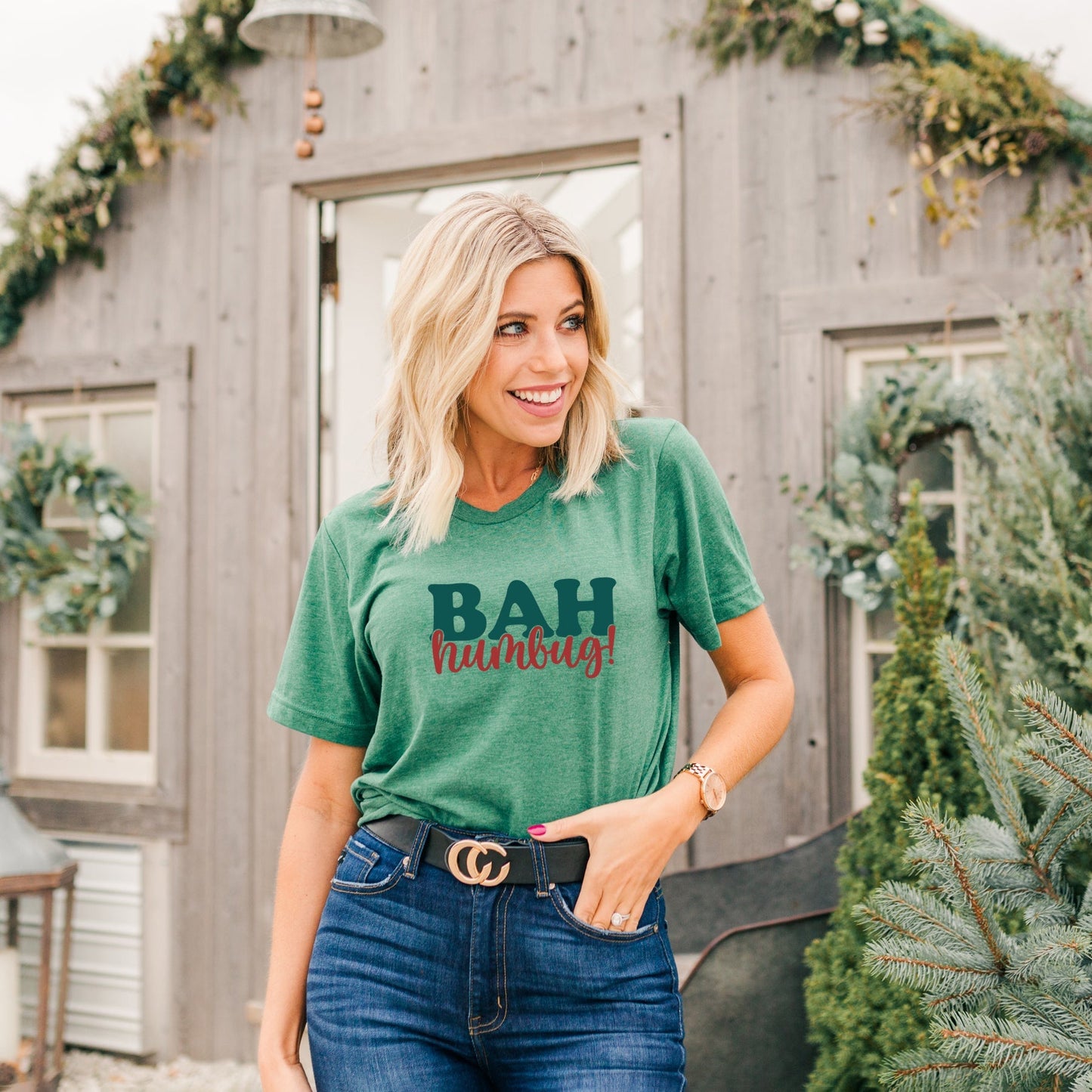 Bah Humbug Red And Green | Short Sleeve Crew Neck