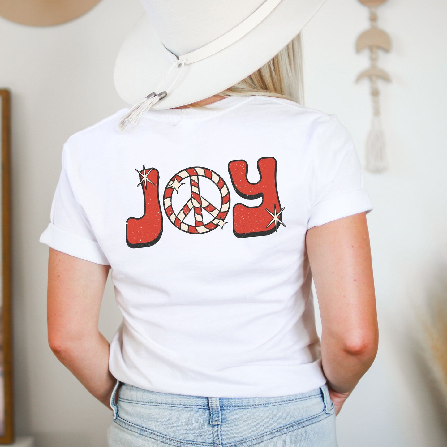 Joy Peace Sign | Short Sleeve Crew Neck | Front And Back Ink