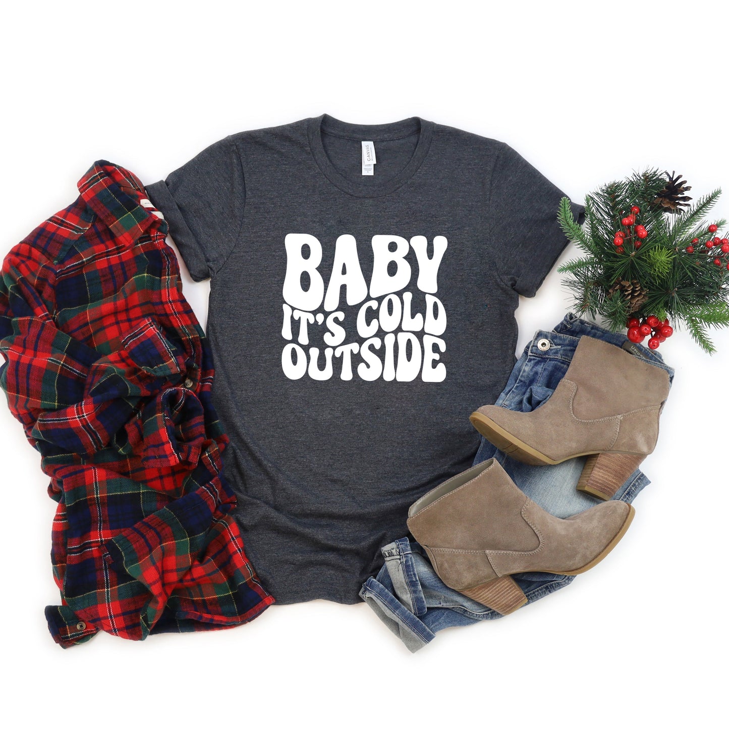 Baby It's Cold Outside Wavy | Short Sleeve Crew Neck