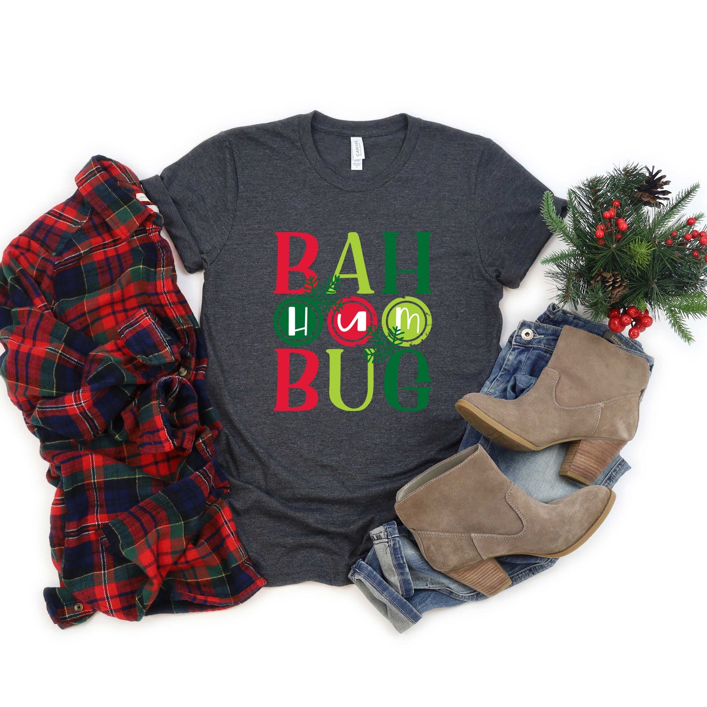 Bah Hum Bug Colorful | Short Sleeve Crew Neck