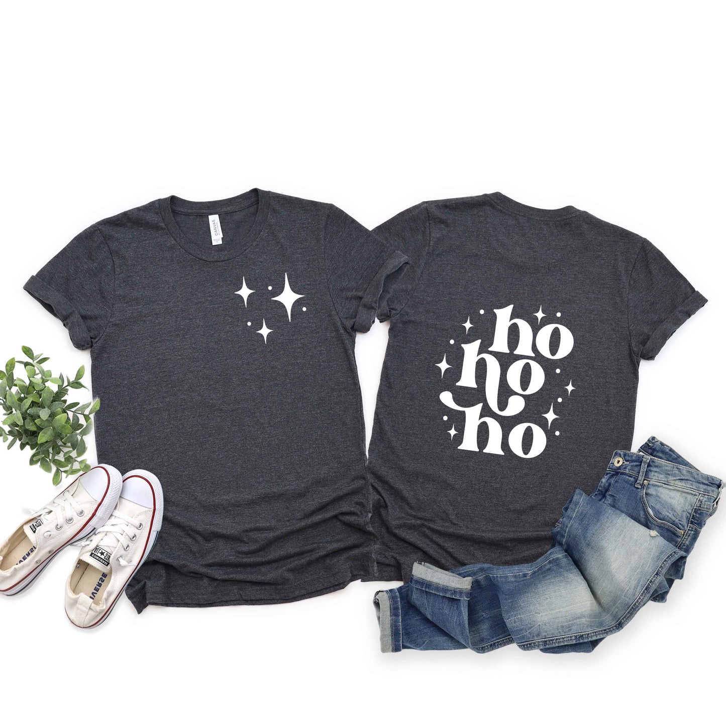 Whimsical Ho Ho Ho | Short Sleeve Crew Neck | Front And Back Ink