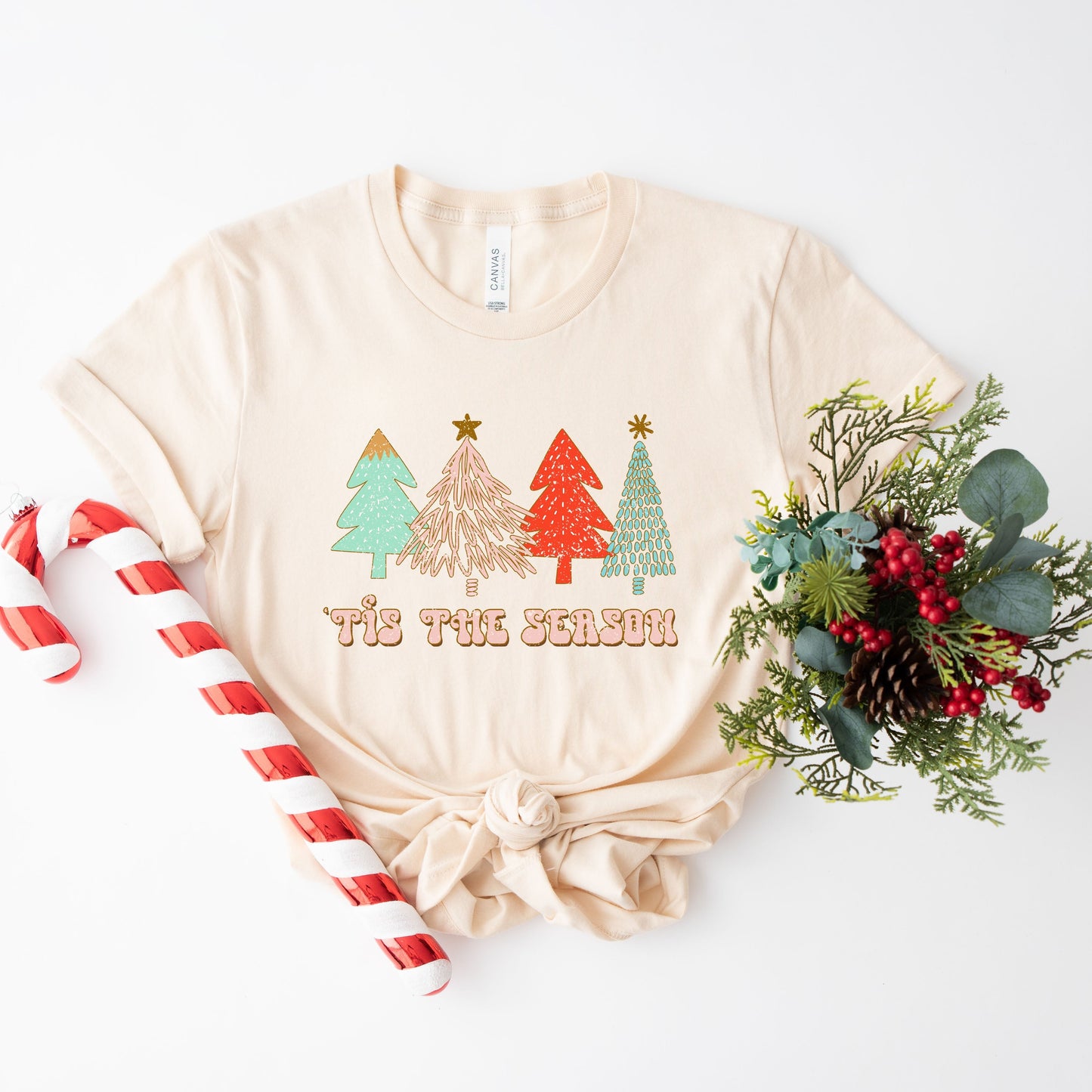 Tis The Season Trees Grunge | Short Sleeve Crew Neck