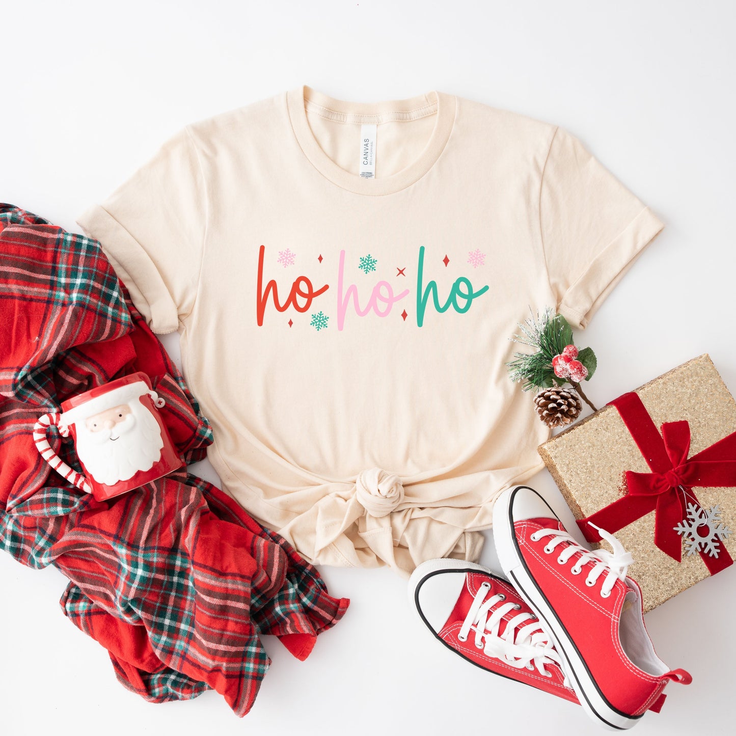 Ho Ho Ho Colorful | Short Sleeve Crew Neck