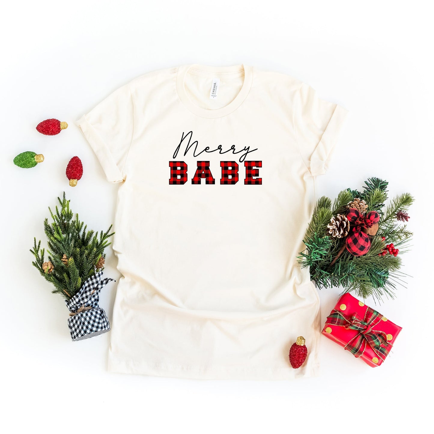 Merry Babe Buffalo Plaid | Short Sleeve Crew Neck