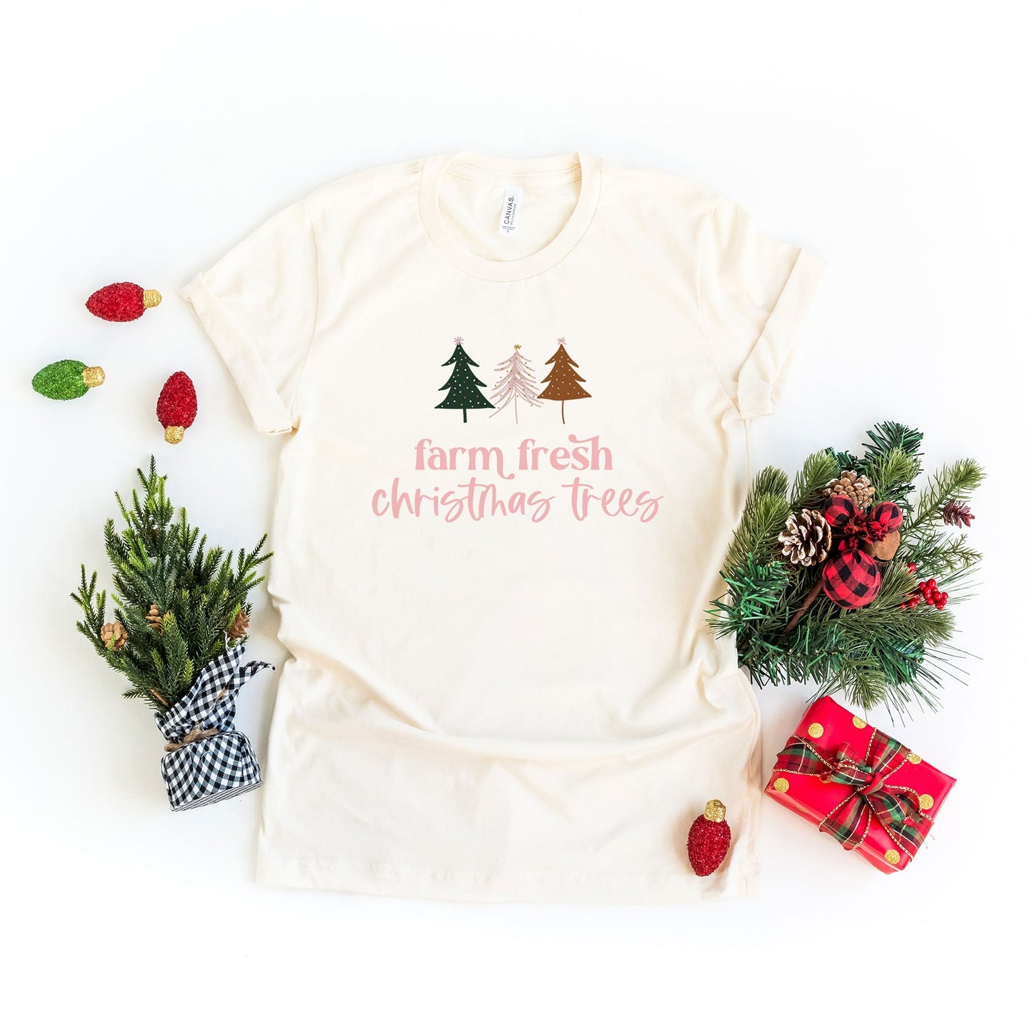 Boho Farm Fresh Christmas Trees | Short Sleeve Crew Neck