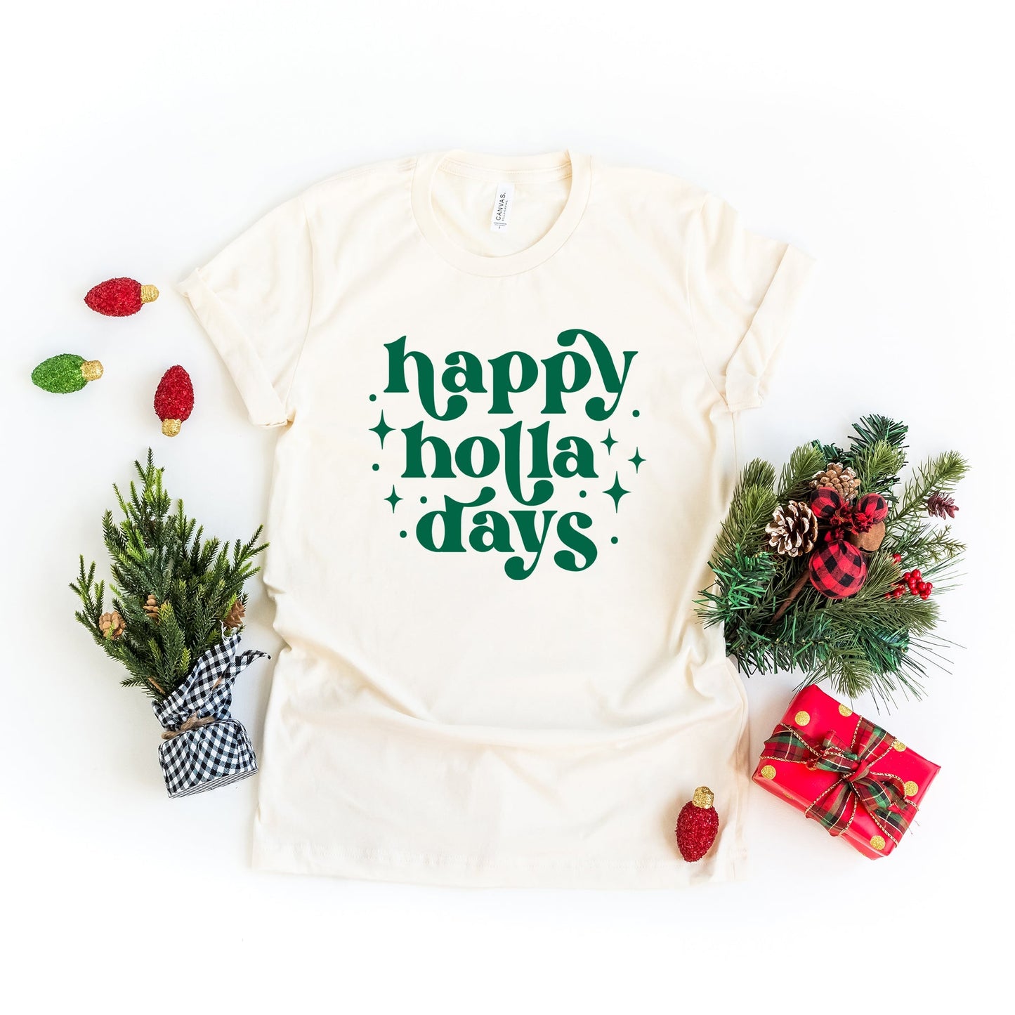 Whimsical Happy Holla Days | Short Sleeve Crew Neck