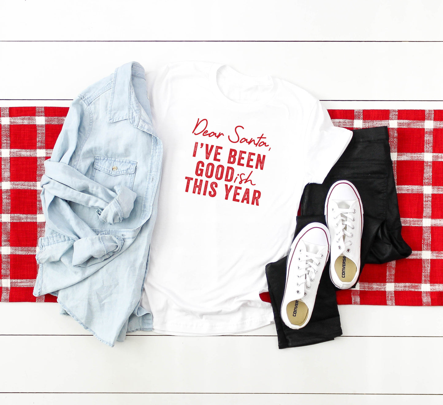 Dear Santa I've Been Goodish This Year | Short Sleeve Crew Neck