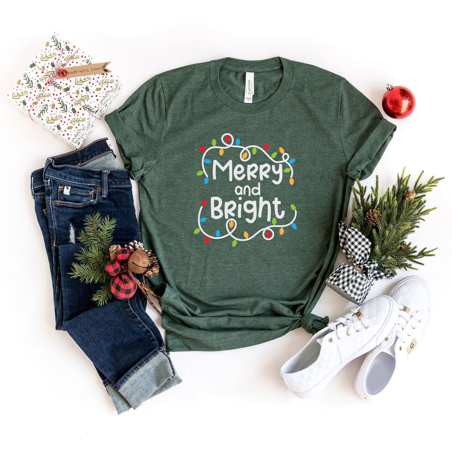 Merry And Bright Lights | Short Sleeve Crew Neck