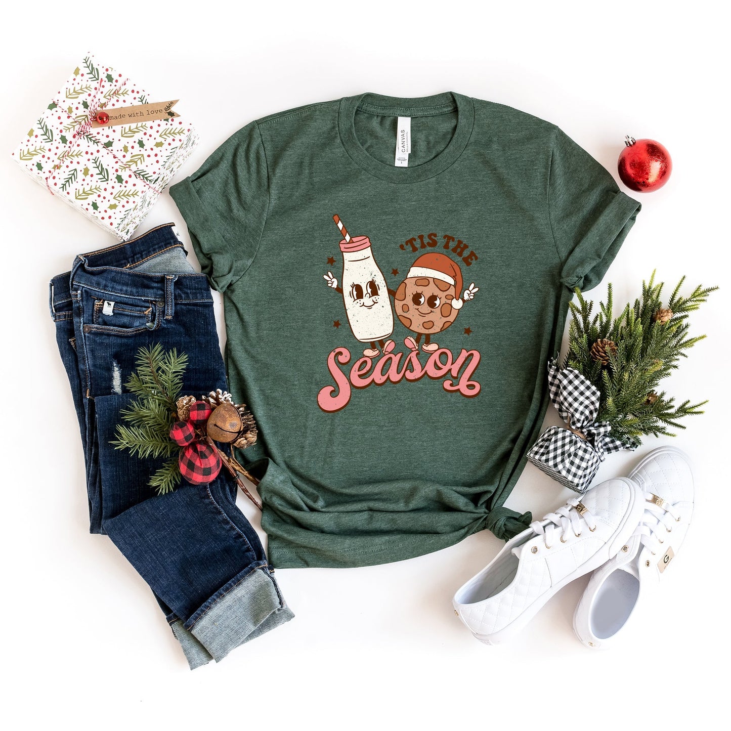 Tis The Season Milk And Cookie | Short Sleeve Crew Neck