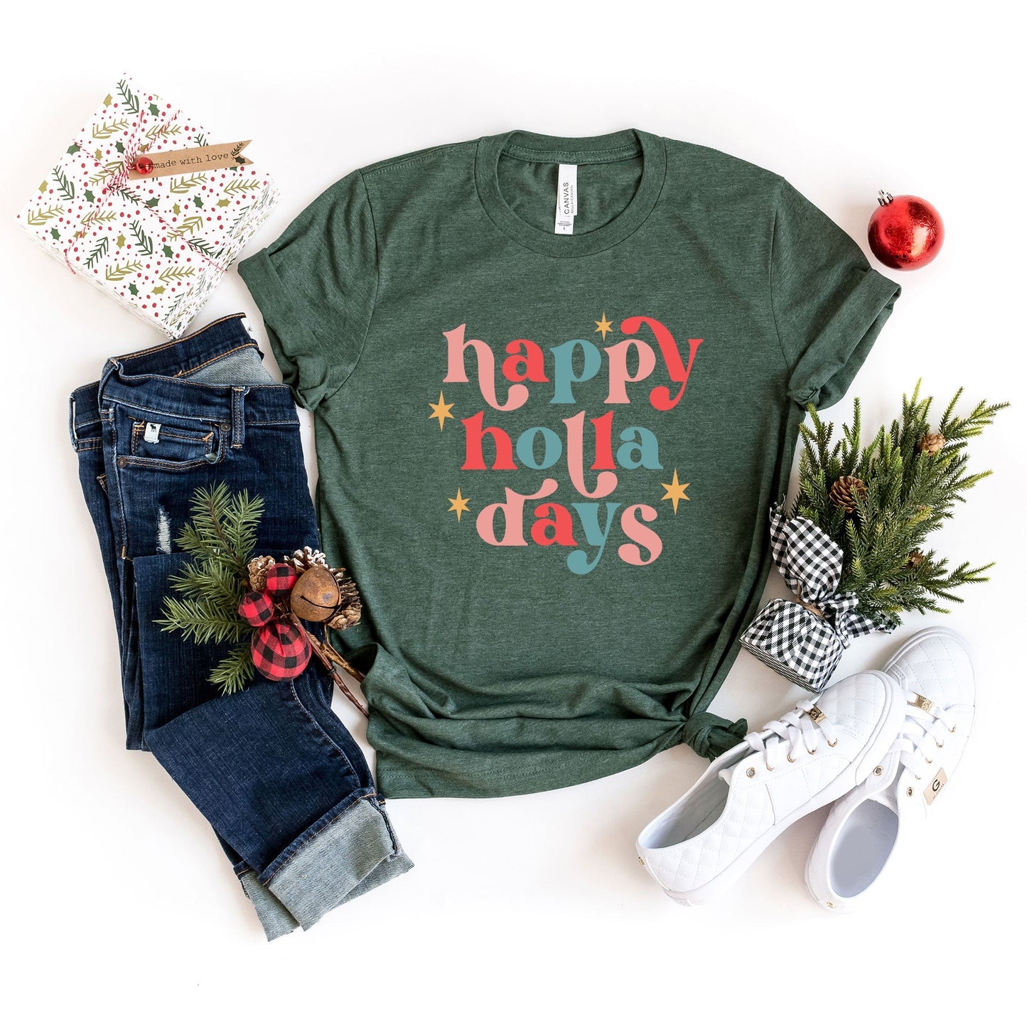 Happy Holla Days Colorful | Short Sleeve Crew Neck