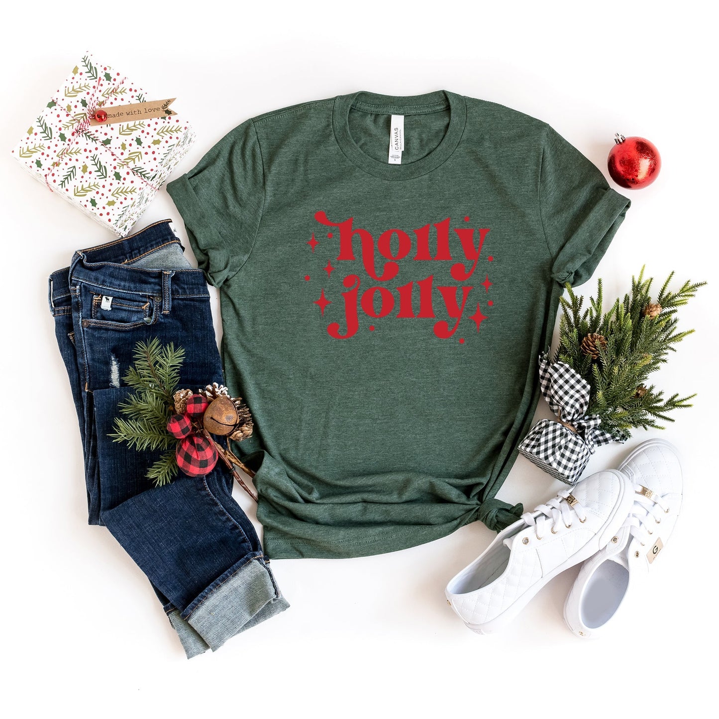 Whimsical Holly Jolly | Short Sleeve Crew Neck