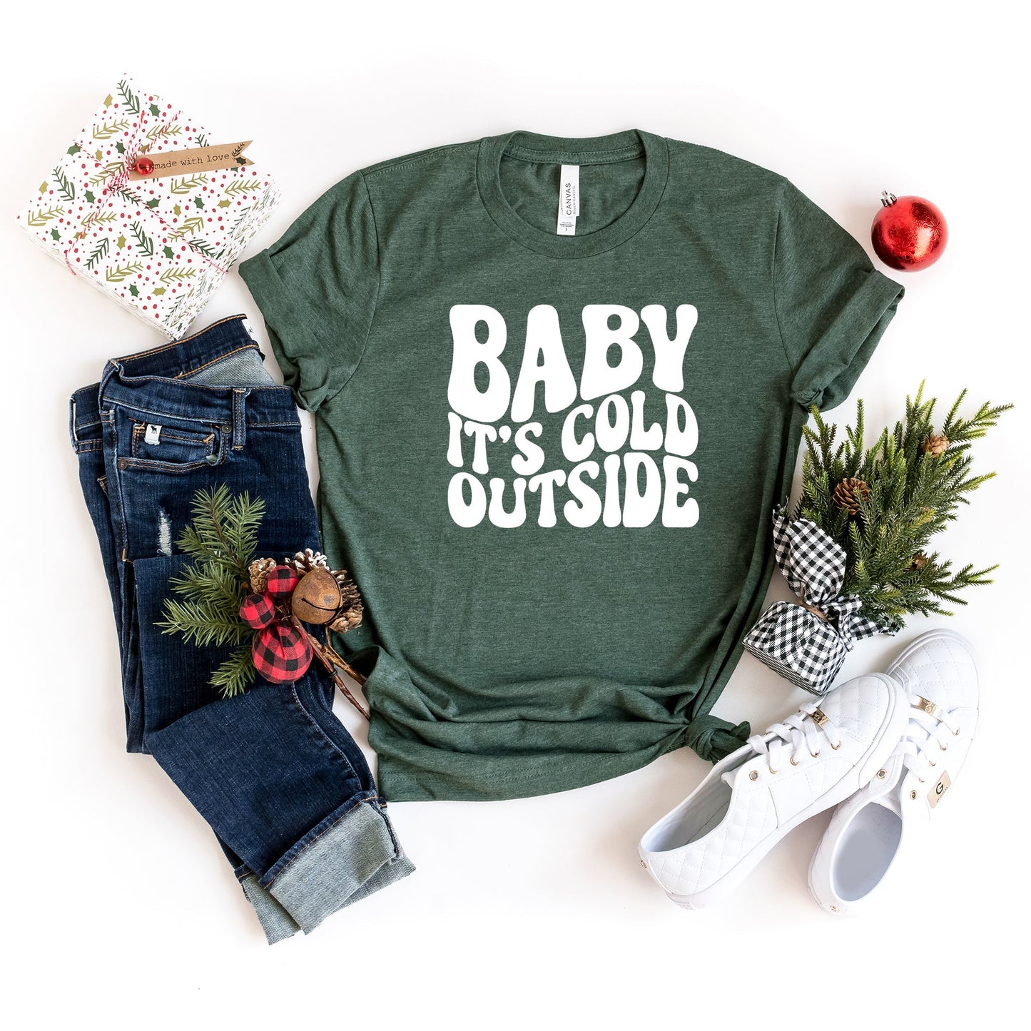 Baby It's Cold Outside Wavy | Short Sleeve Crew Neck
