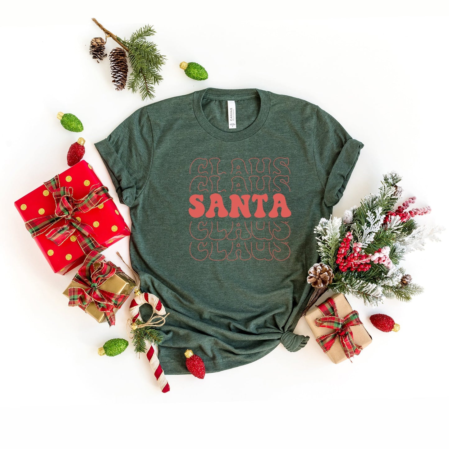 Santa Claus Stacked | Short Sleeve Crew Neck