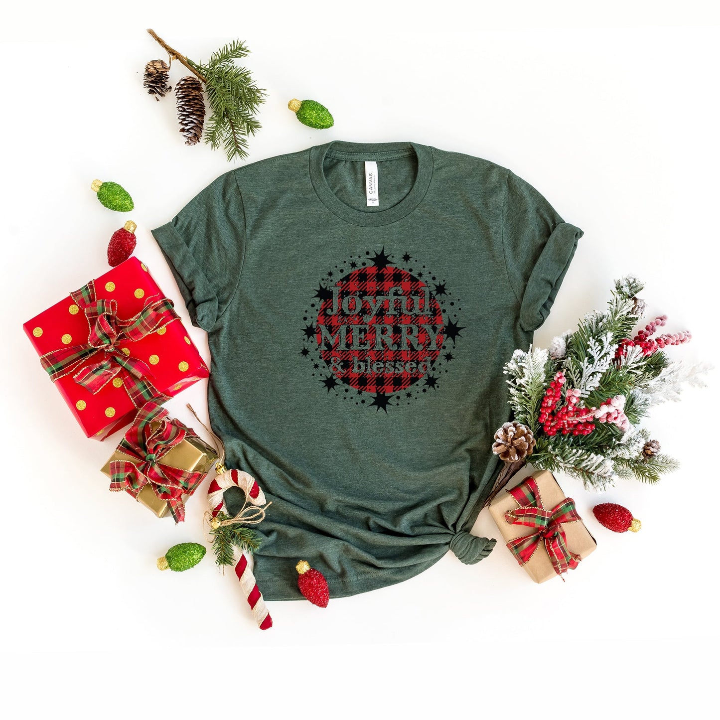 Joyful Merry And Blessed | Short Sleeve Crew Neck