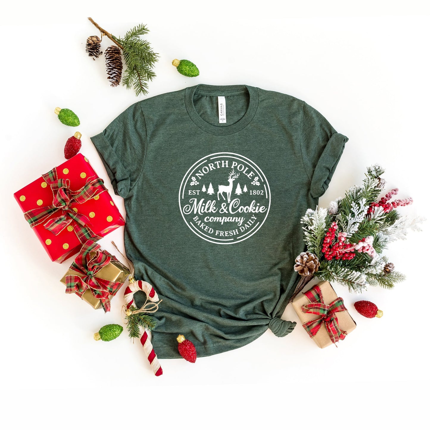 North Pole Milk And Cookie Circle | Short Sleeve Crew Neck