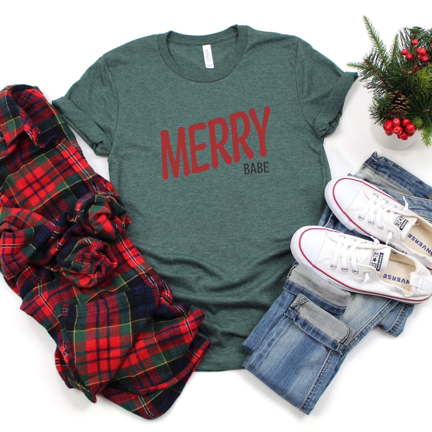 Merry Babe Red | Short Sleeve Crew Neck