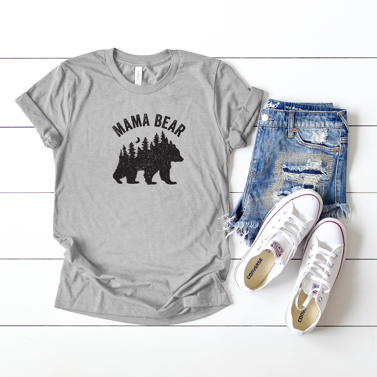 Mama Bear Silhouette | Short Sleeve Crew Neck