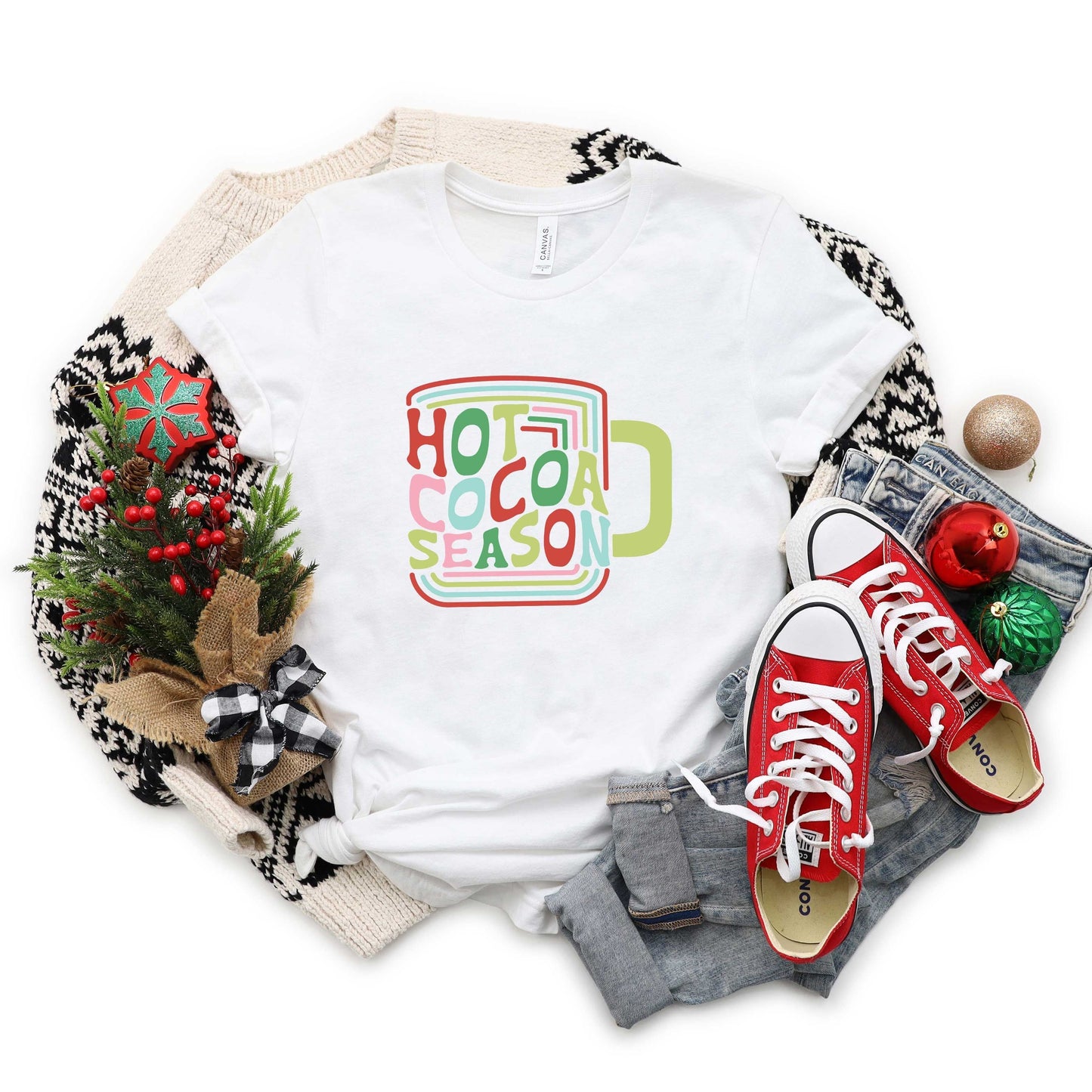 Retro Hot Cocoa Season | Short Sleeve Crew Neck