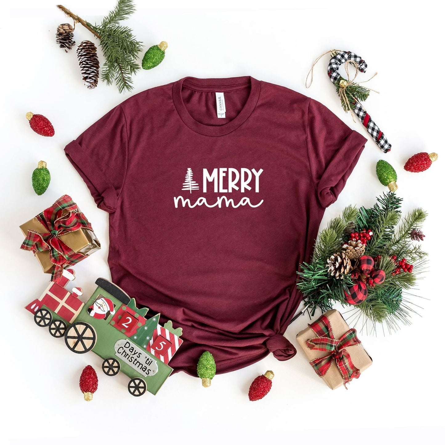 Merry Mama Trees | Short Sleeve Crew Neck
