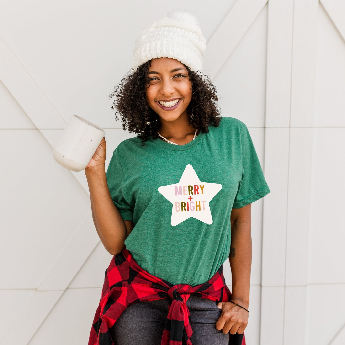 Merry And Bright Star | Short Sleeve Crew Neck